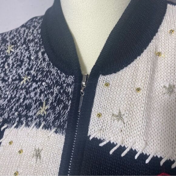 Vintage Erika Zipper Front Ramie/Cotton Christmas Sweater Vest Women's Size S - Picture 10 of 15